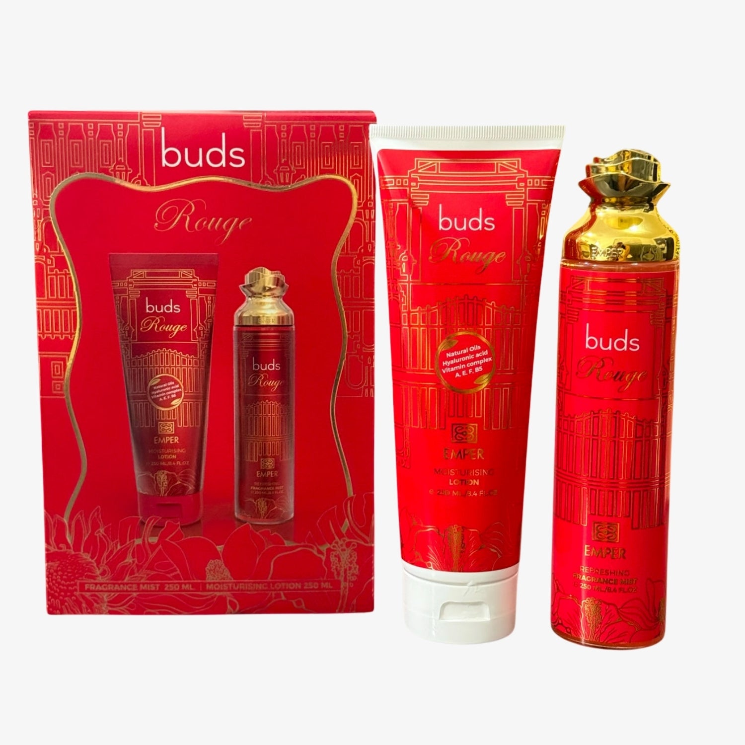 Buds Rouge by Emper Gift Set - Fragrance Mist & Moisturizing Lotion (250ml)