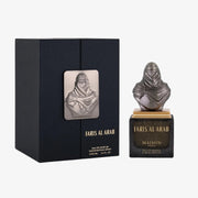 Perfume bottle and packaging of Faris Al Arab on a white background