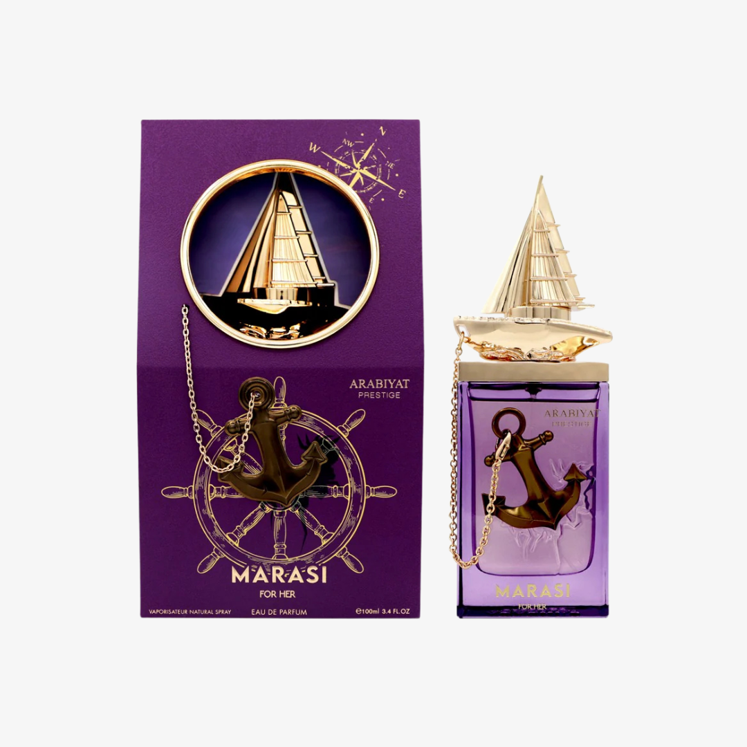 Arabiyat Prestige Marasi  perfume bottle and packaging with anchor design - Ezenzia