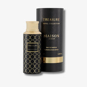 Maison Asrar Treasure Royal Collection perfume bottle and packaging on a white background