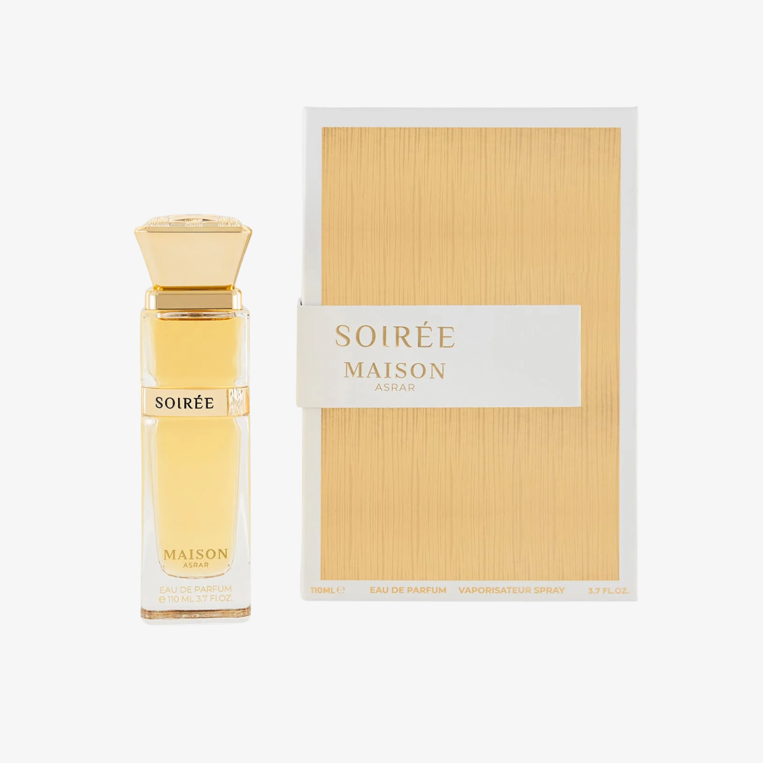 Perfume bottle and packaging of 'Soirée Maison' on a white background - Ezenzia