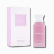 Pink Marshmallow Eau de Parfum bottle and its matching pink and white packaging box by Gulf Orchid, set against a clean white background.