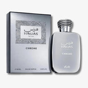 Hawas Chrome perfume bottle and packaging on a white background