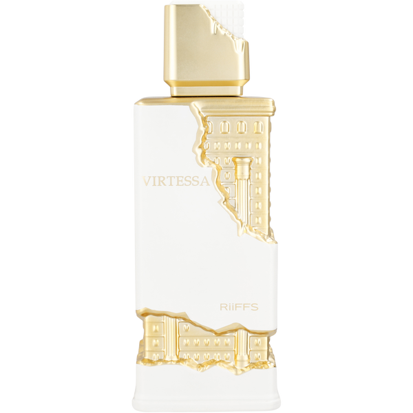 Riiffs Virtessa for Women 100 ml white lacquer bottle with gold accents