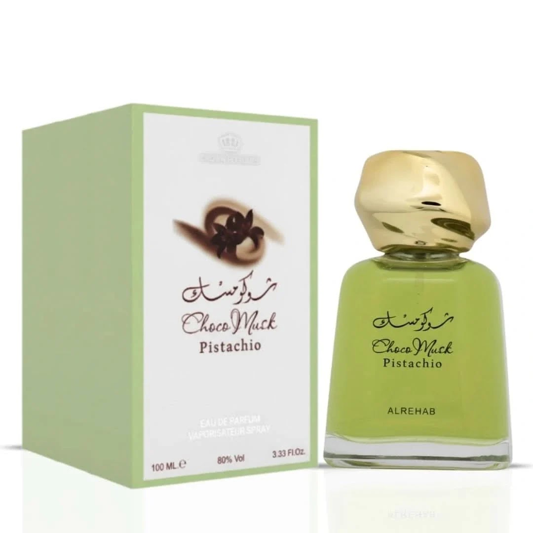 Al Rehab Choco Musk Pistachio Eau de Parfum 100ml (3.4 oz) unisex bottle and box