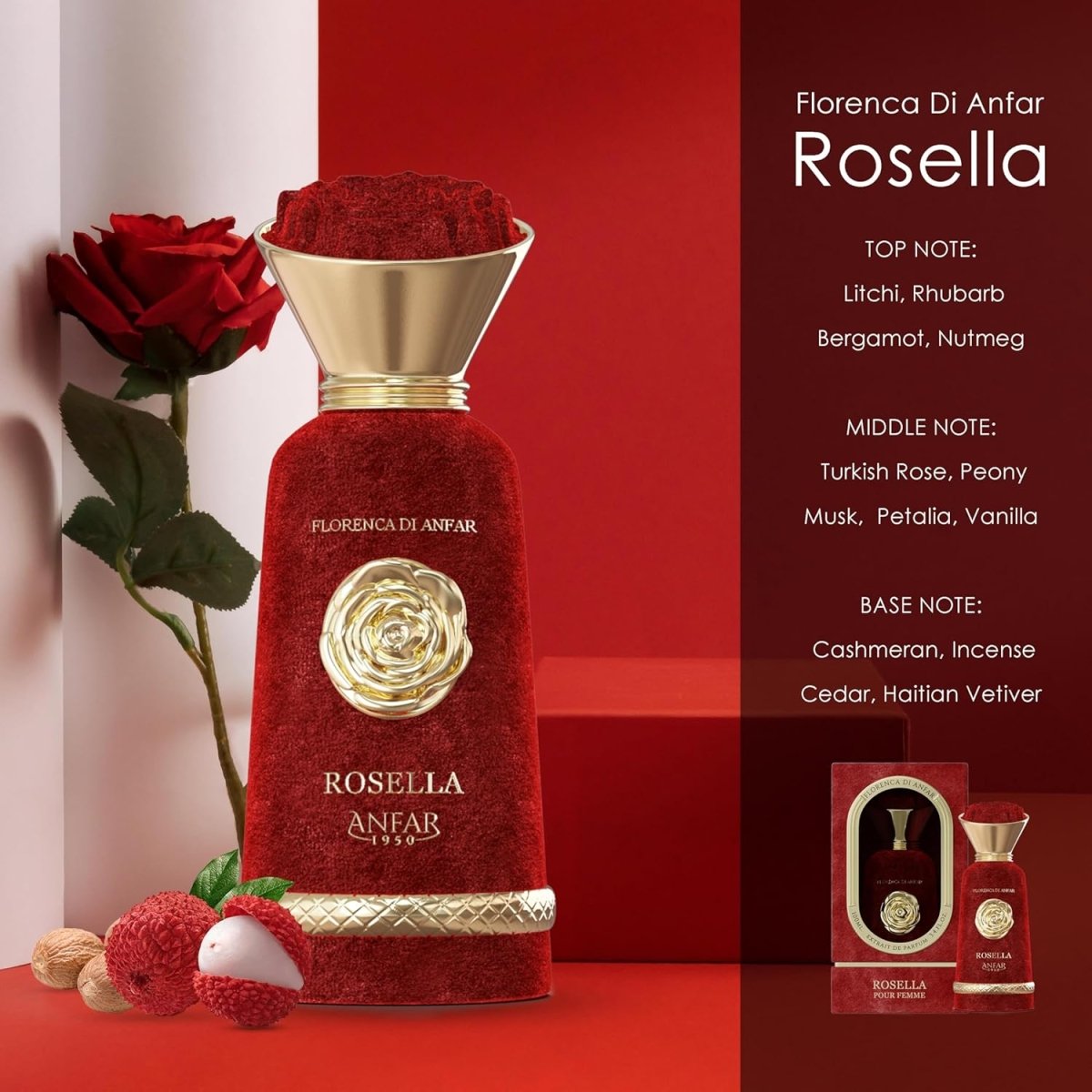 Anfar Rosella Extrait De Parfum for Women 100ml 3.4Oz 1950 - Ezenzia