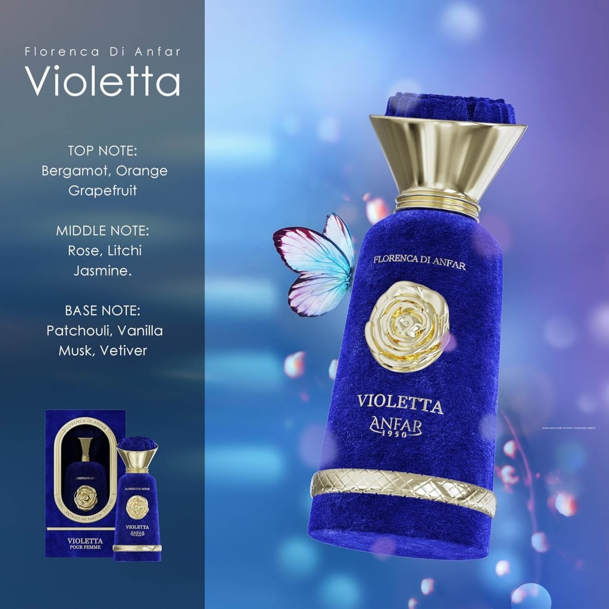 Anfar Violetta Extrait De Parfum for Women 100ml 3.4Oz 1950 - Ezenzia