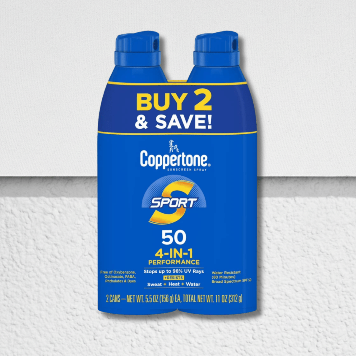 Coppertone Sunscreen Spray Sport SPF 50 4 - IN - 1 Pack of 2 5.5oz - Ezenzia