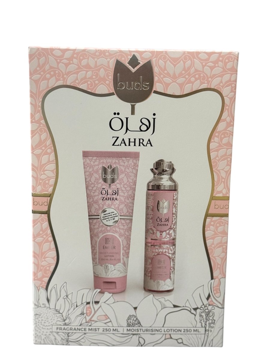 Emper Zahra Buds Gift Set - Fragrance Mist & Moisturizing Lotion (250ml) - Ezenzia