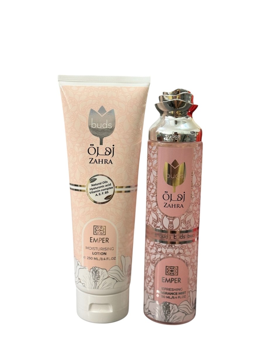 Emper Zahra Buds Gift Set - Fragrance Mist & Moisturizing Lotion (250ml) - Ezenzia