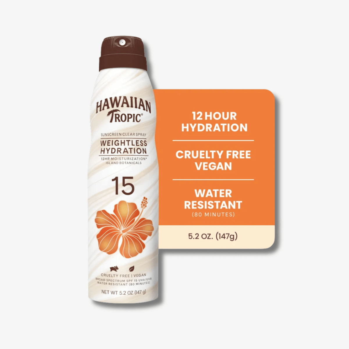 Hawaiian Tropic Sunscreen Clear Spray Weightless Hydratation SPF 15 6oz - Ezenzia