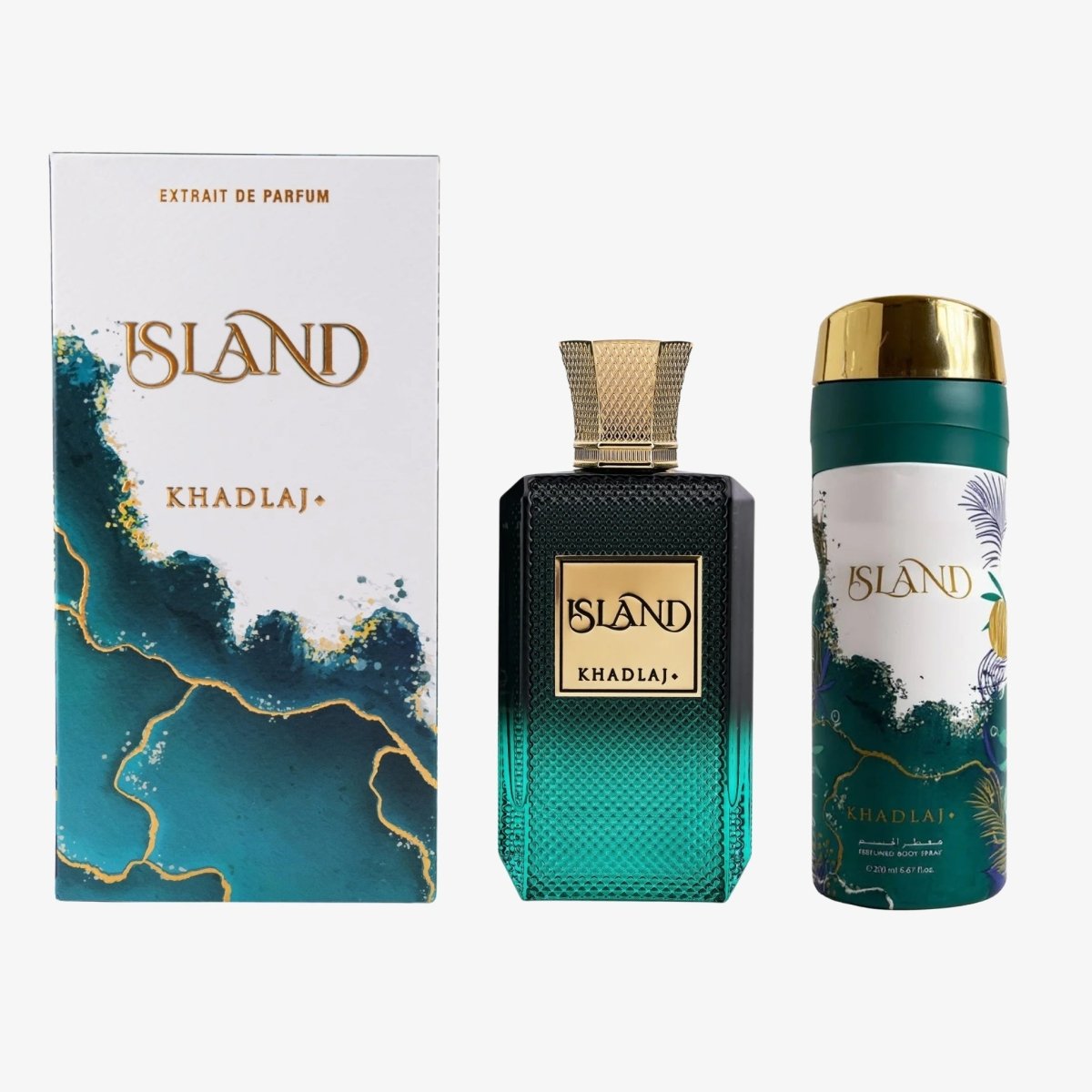 Khadlaj Island Bundle Extrait De Parfum 100ml + Perfumed Body Spray 200ml - Ezenzia